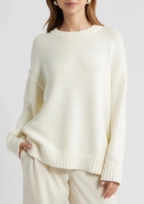 top Open Edit Oversize Cotton Sweater Nordstrom $39.75
