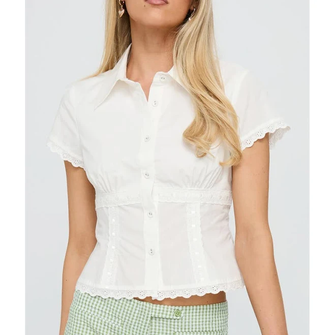 top Princess Polly Women's Eyelet Short Sleeve T-Shirt Nordstrom $55