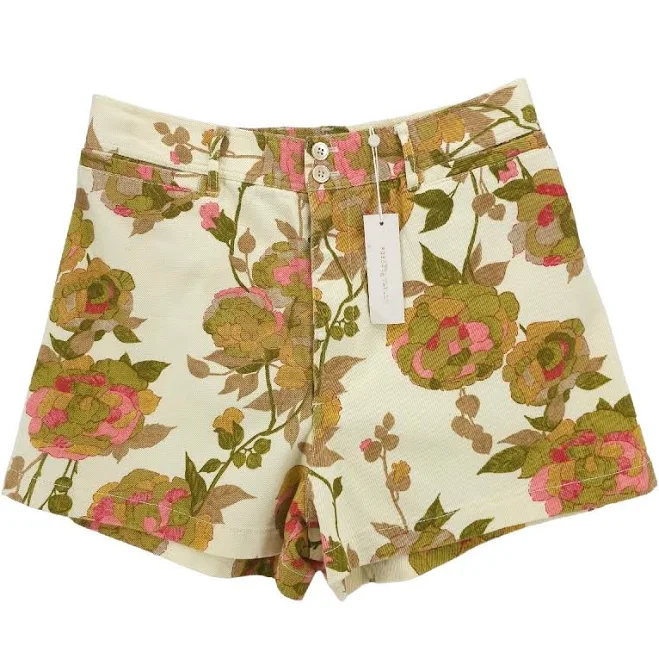 shorts Rebecca Taylor Floral Print Stretch Cotton Twill High Waisted Shorts eBay - cozybargains_nj $56.5