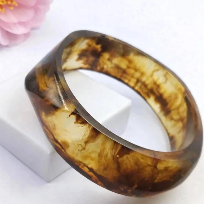 accessory Retro Statement Chunky Marbled Tortoiseshell Resin Bangle Bracelet Etsy - RareGemsNJewels $14.97