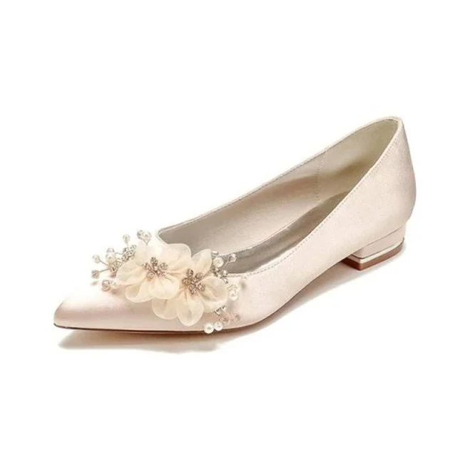 ballet flats Satin Flats with Delicate Flower Embellishments KissProm $69