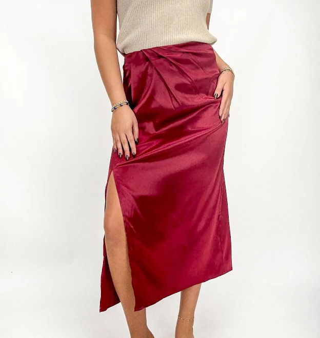 skirt Satin Midi Skirt June & Beyond Boutique $8