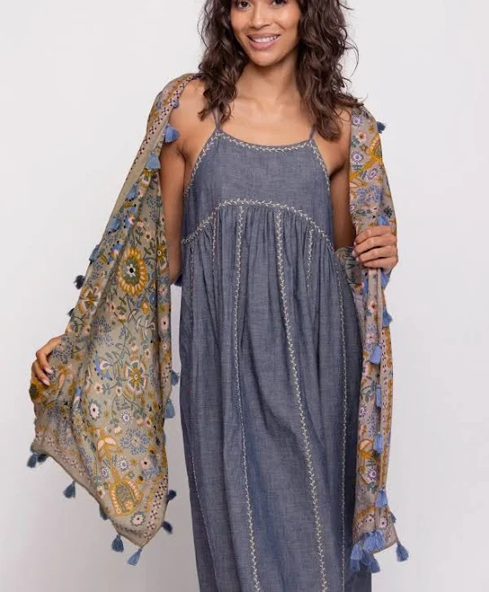 accessory Sayulita Folk Flower Scarf Natural Life $32