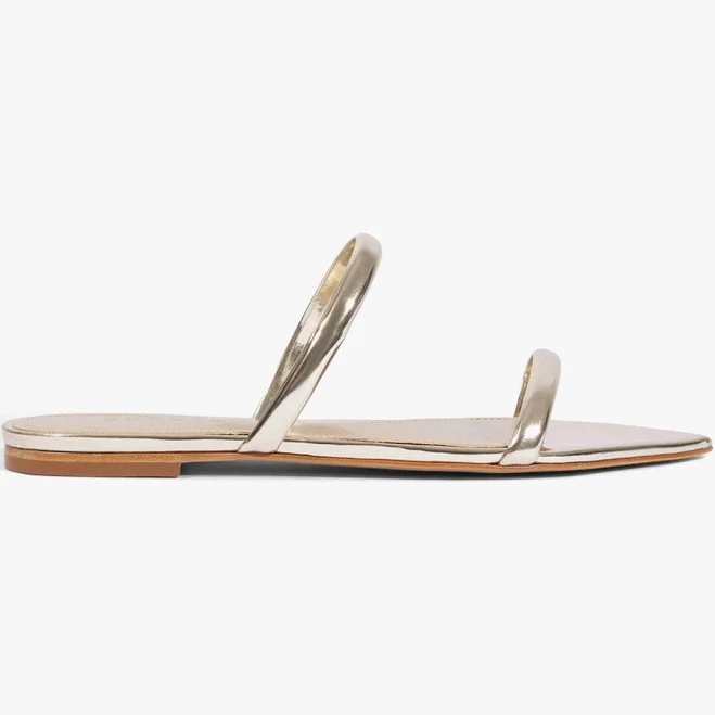 shoes Schutz Women's Nylle Metallic Leather Flat Sandals Schutz $118