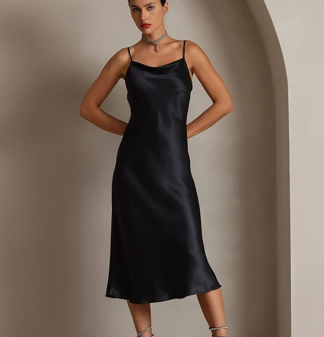 dress SilkSilky Women's Pure Silk Cowl Neck Midi Dress SilkSilky $99.95