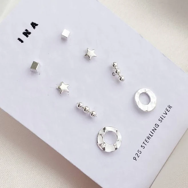 accessory Tiny Sterling Silver Stud Earring Set Etsy - Seller $42.49