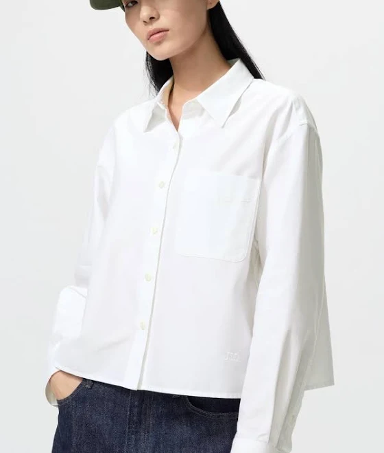 top UNIQLO Women's Oxford Boxy Cropped Shirt Uniqlo $29.9
