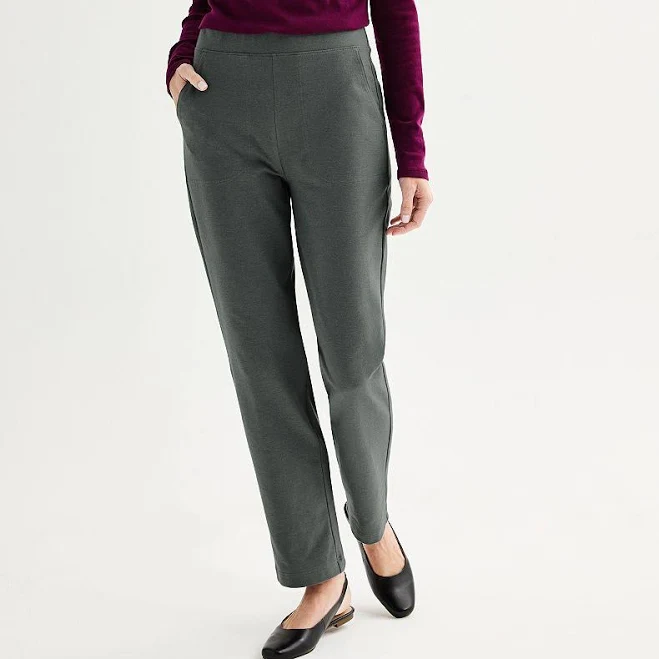 pants Women's Croft & Barrow Knit Pull-On Straight Leg Pants, Size: Small Short, Med Charcoal Heather Kohl's $20.99