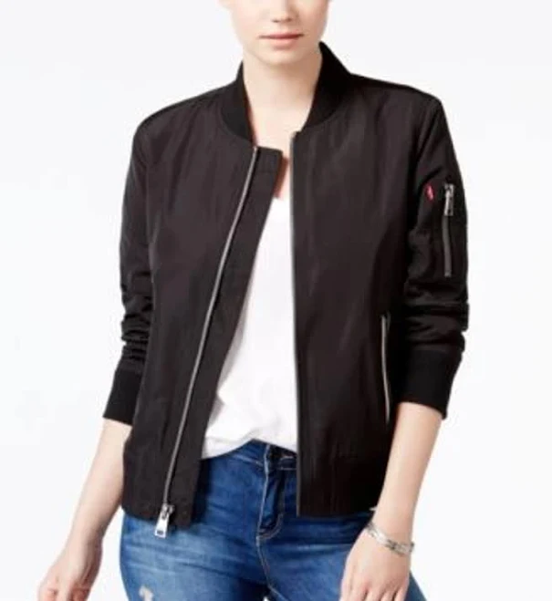 bomber jacket Women's Lightweight Zip-detail Bomber Jacket In Black ModeSens $70