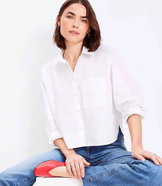 shirt Women's Loft Poplin Modern Pocket Shirt LOFT $21.25
