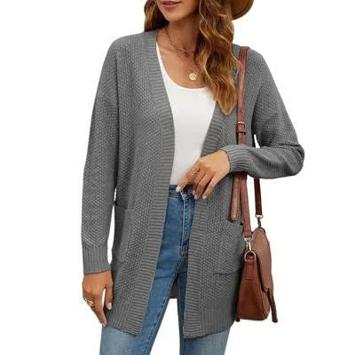 outerwear Women's Open Front Long Sleeve Knit Cardigan with Pockets Target $36.99