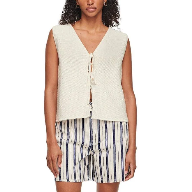 knit vest Women's Tie Knit Vest Crochet Sleeveless Open Front Cardigan Sweater Vest Top, Size: Large, White Kohl's $34.19