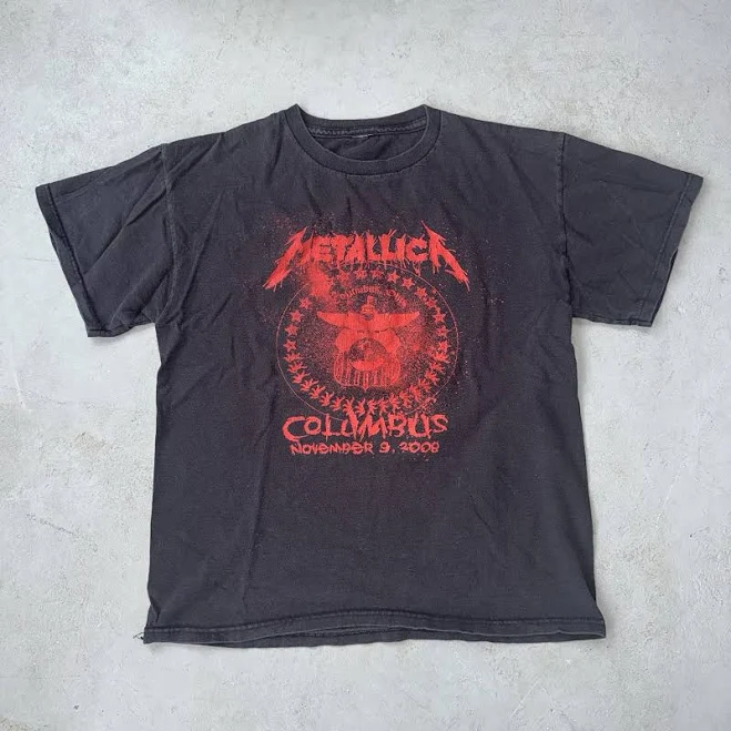 top Y2k 2008 Black And Red Metallica Tour Graphic Tee. eBay $24.74
