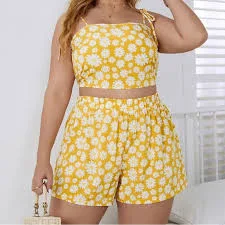 two piece set Yellow two piece top and short set Poshmark $14