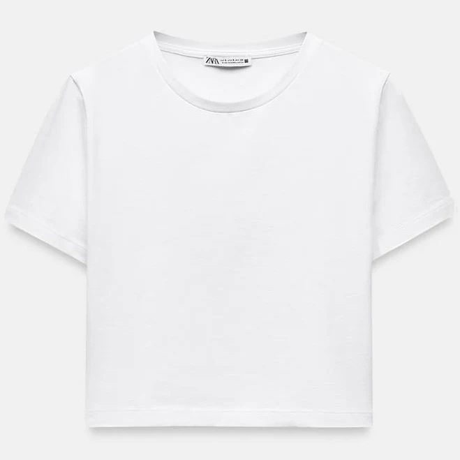 top Zara Women's Cropped Stretch T-Shirt Zara USA $12.9