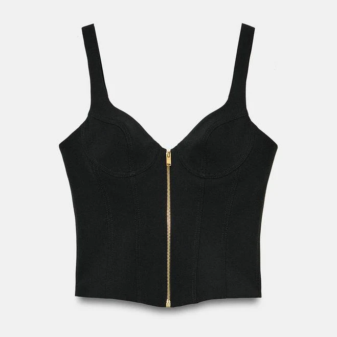 top Zara Zipper Corset Top Zara USA $45.9