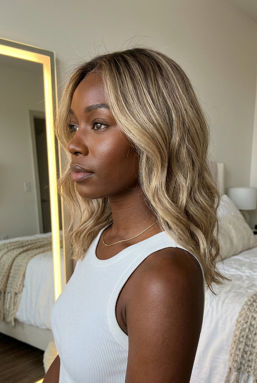 long sand blonde reverse balayage with beige tones, reverse balayage, no fringe — soft sun-kissed glow