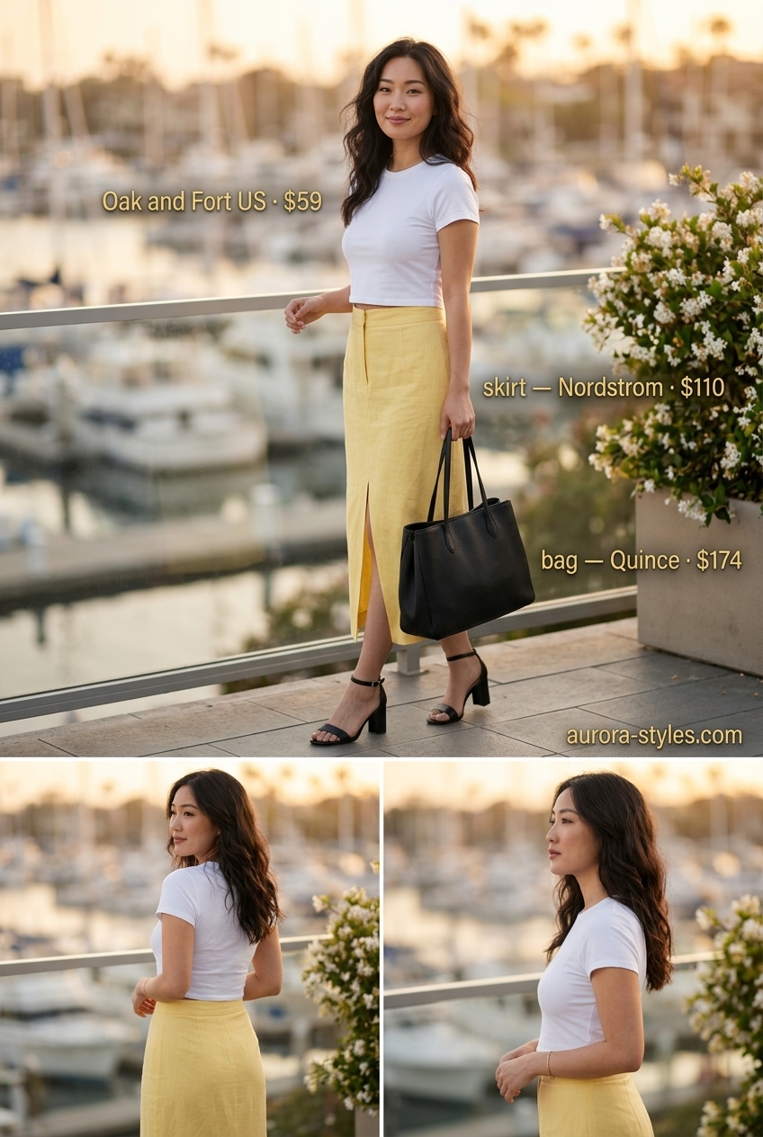 Summer Girls Trip Outfits for Women 2026: Beige linen skirt and blazer for casual dinner, daytime event, or shopping.