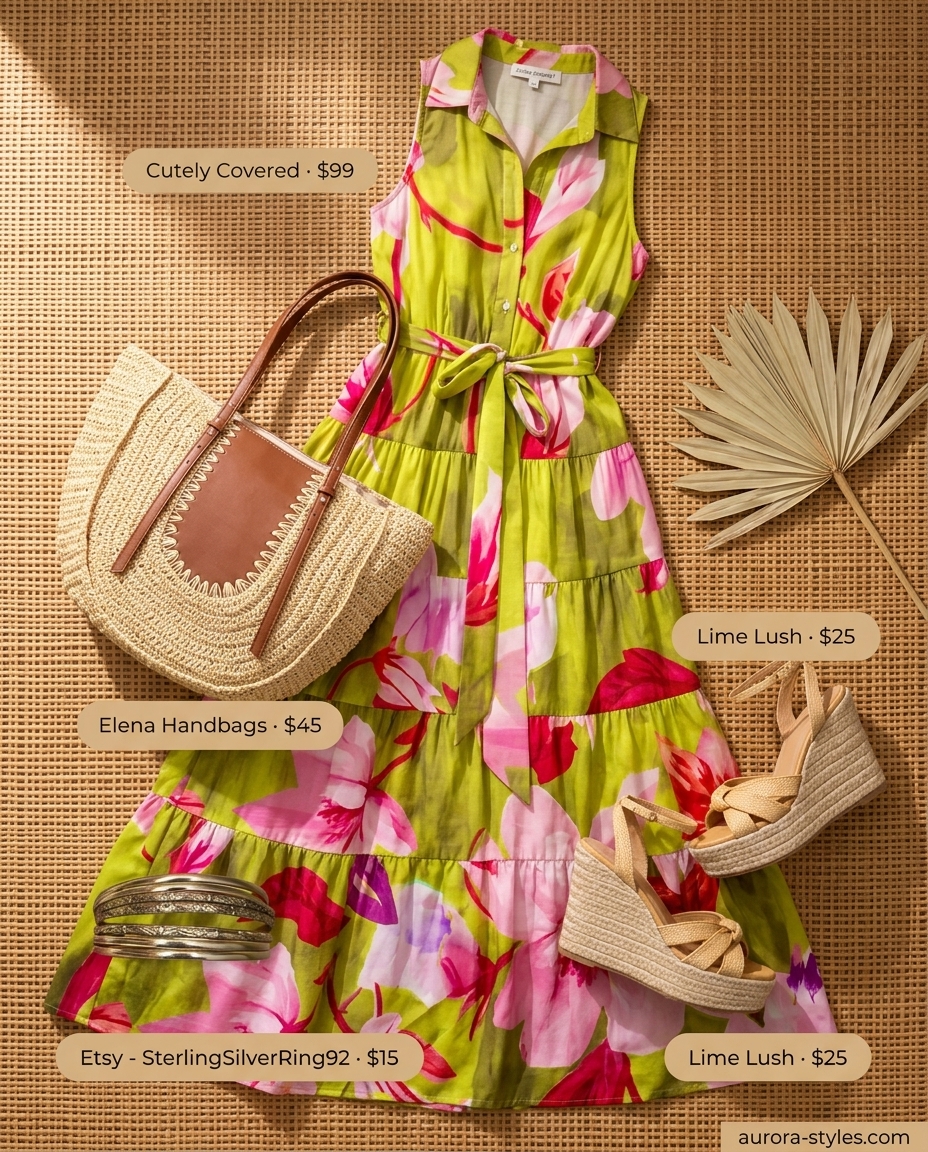 Summer Maximalist Outfits 2026: Multi-color floral maxi dress for beach vacation.