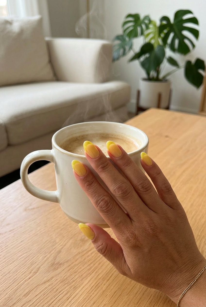 Playful lemon zest yellow jelly French tip nails for summer nails yellow 2026 vacation.