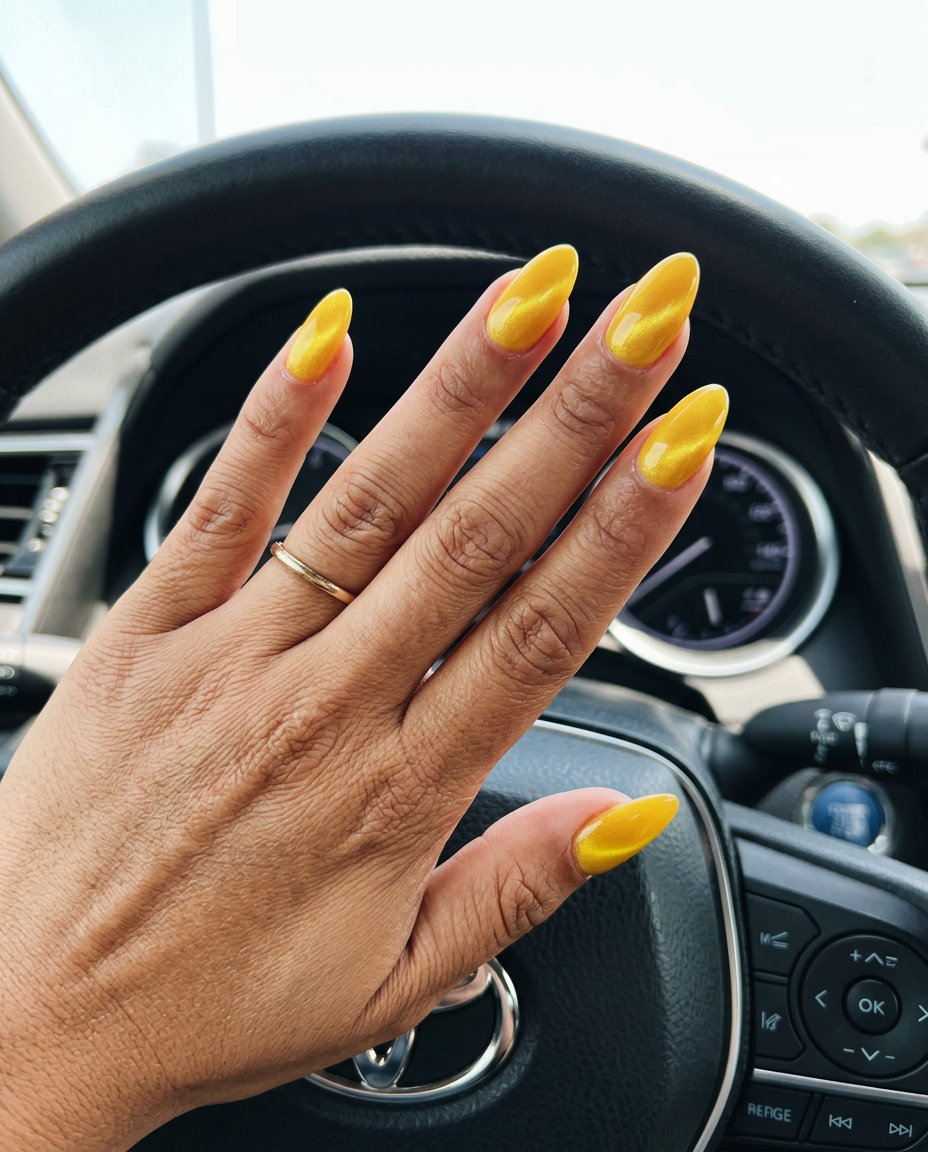 Delicate pale yellow jelly dot nails for summer nails yellow 2026 date night.
