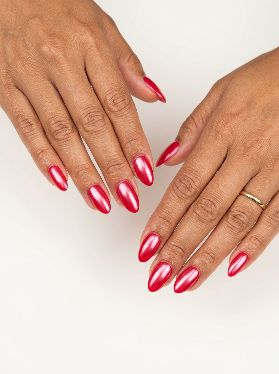 Cherry red glazed donut nails for summer red nails 2026, chic for parties and date nights.