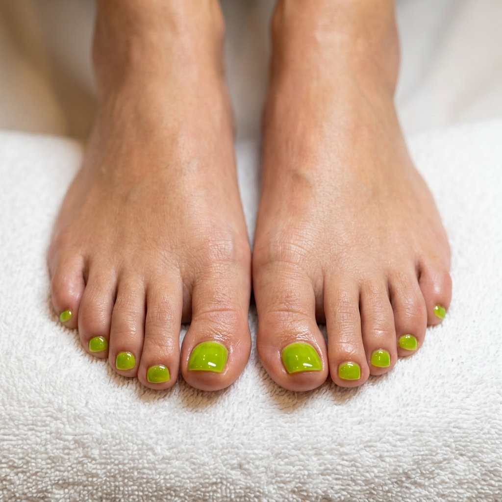 Juicy Lime Jelly Toenails: a playful summer toe nails colors 2026 trend for vacations.