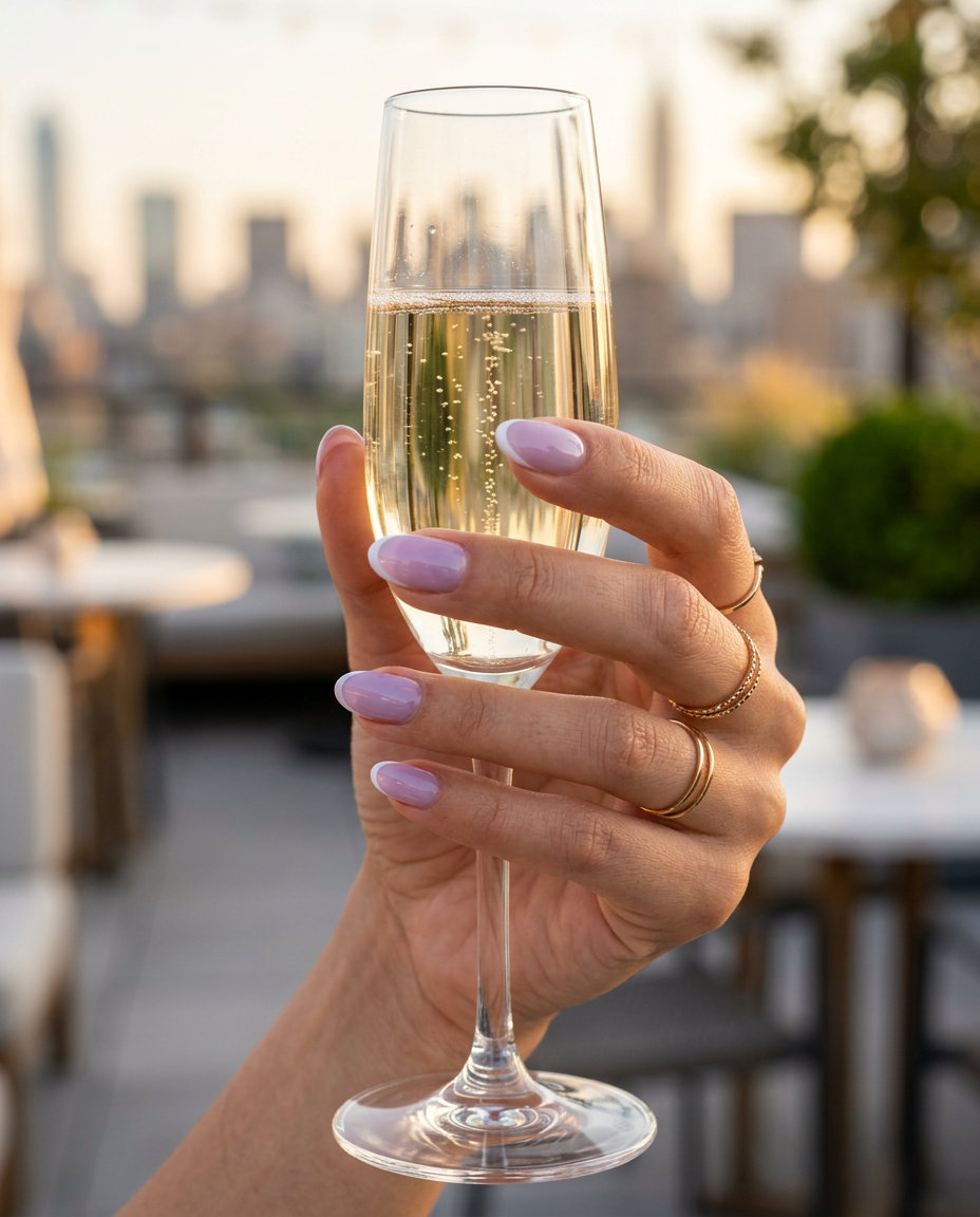 Subtle lavender micro French tip nails for chic summer wedding nails 2026.
