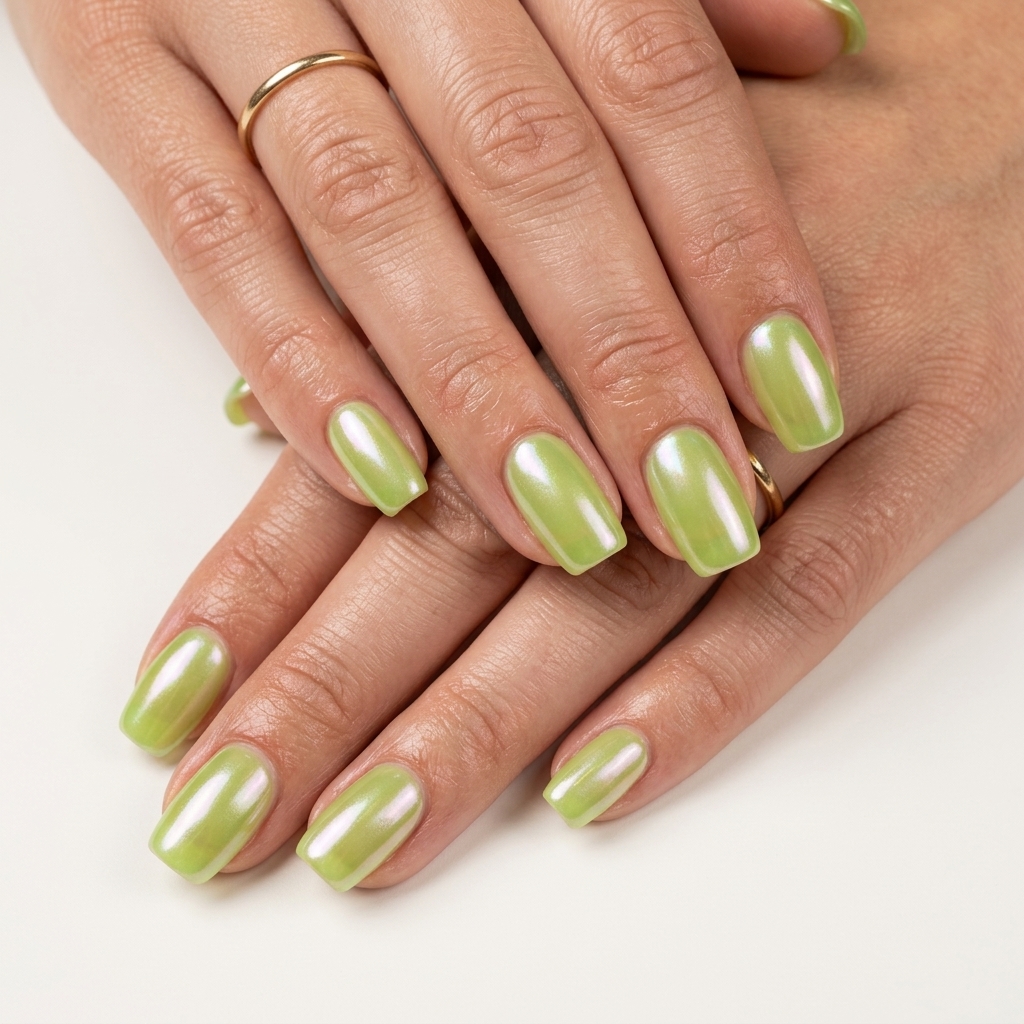 Trending Summer Nails 2026: Lime Green Glazed Donut Playful lime green glazed donut almonds for trending summer nails 2026. Casual chic.